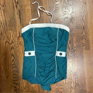 Mod Cloth Swimming Suit. One-piece.  Green & white.  Size XL.